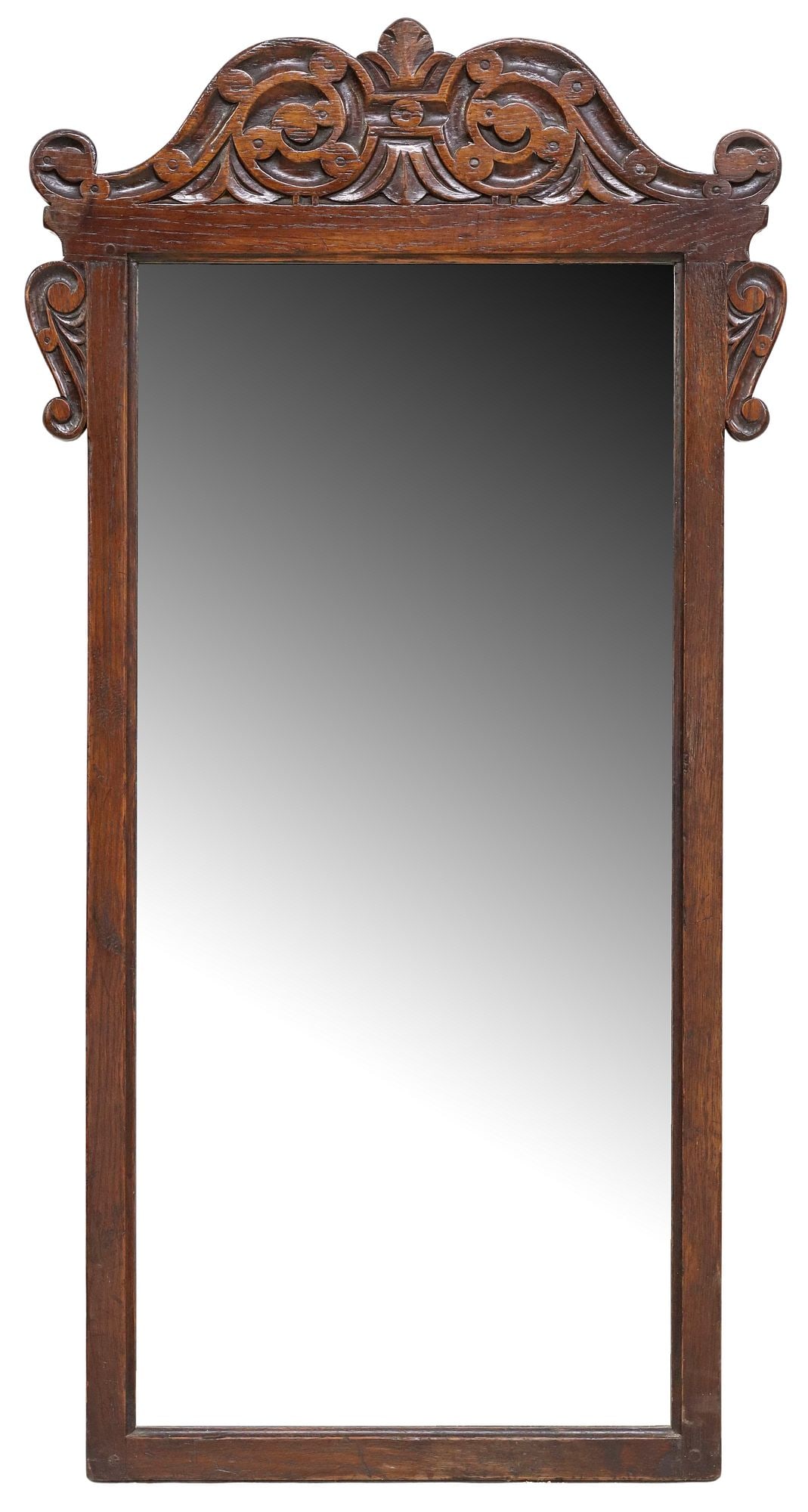 ENGLISH RECTANGULAR CARVED OAK WALL MIRROR (1 of 4)