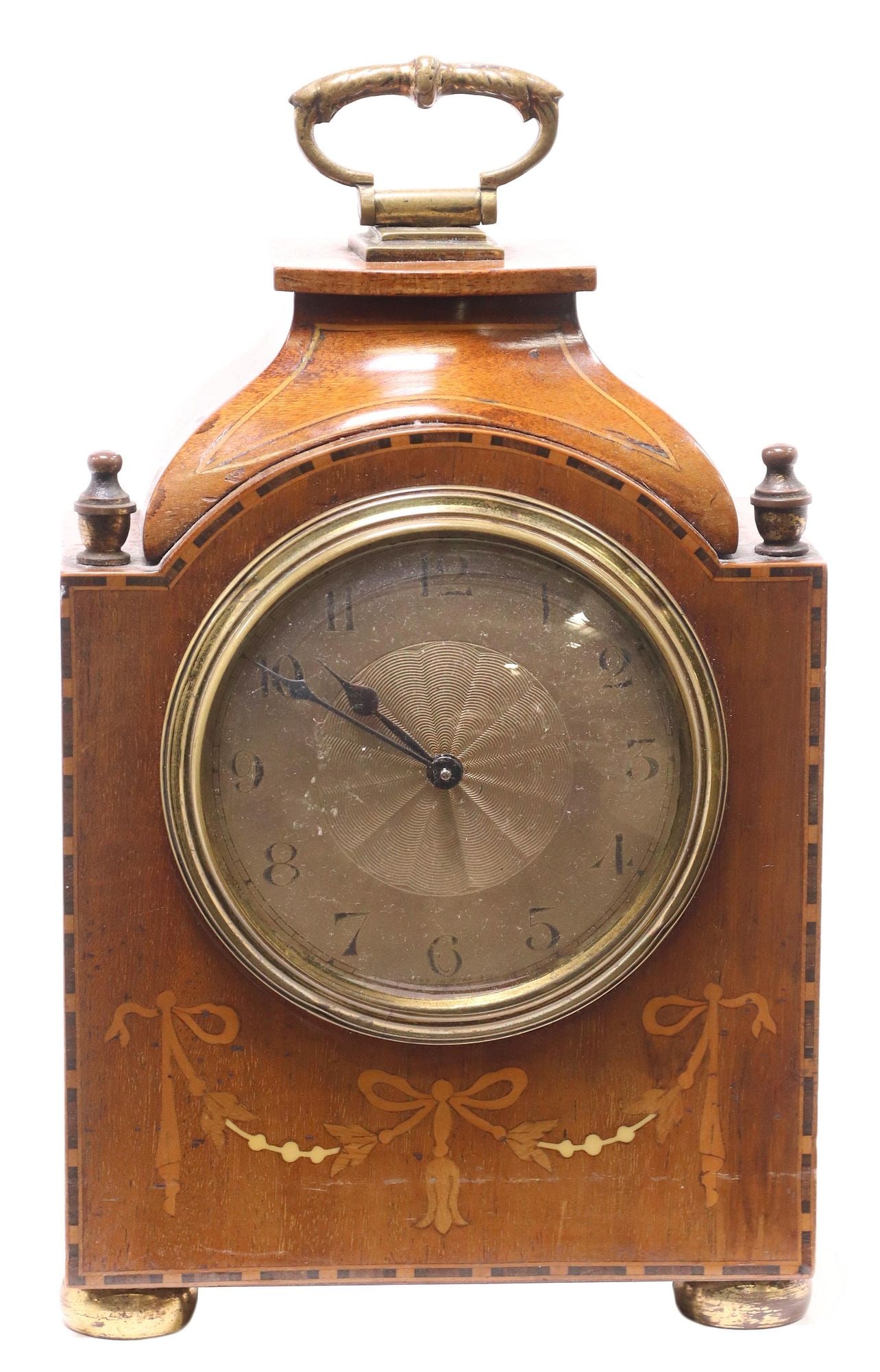 EDWARDIAN INLAID MAHOGANY SMALL BRACKET CLOCK (1 of 5)