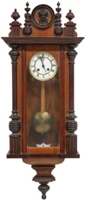 CONTINENTAL CARVED WALNUT REGULATOR WALL CLOCK