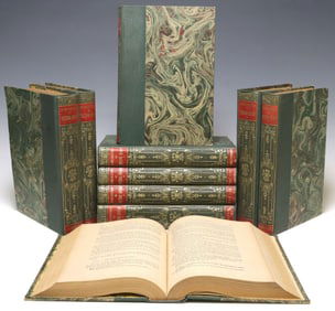 (10) FRENCH LEATHER-BOUND LIBRARY BOOKS: WORKS OF VICTOR HUGO