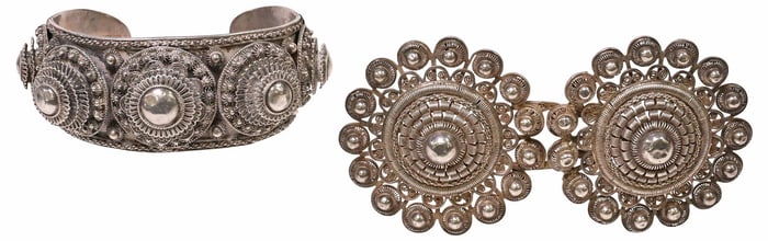 (2) THAILAND STERLING CUFF & DUTCH SILVER FILIGREE BUCKLE