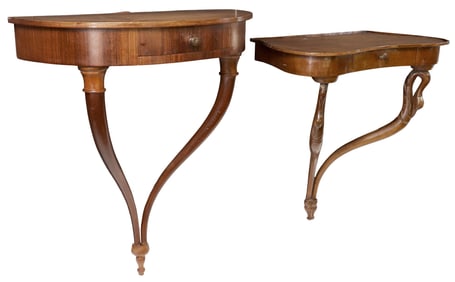 (2) ITALIAN 1-DRAWER WALL-MOUNTED BRACKET CONSOLES