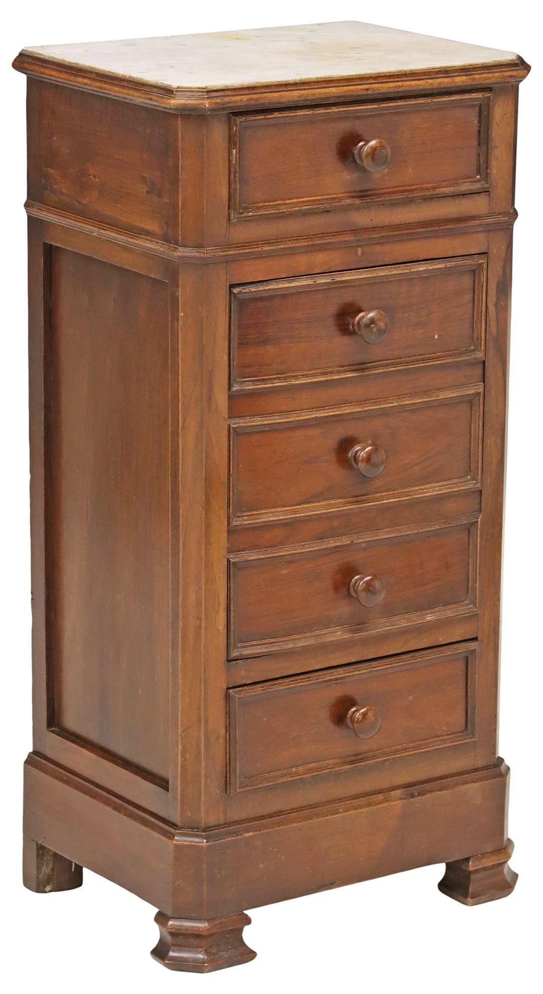 FRENCH LOUIS PHILIPPE MARBLE-TOP BEDSIDE CABINET (1 of 6)