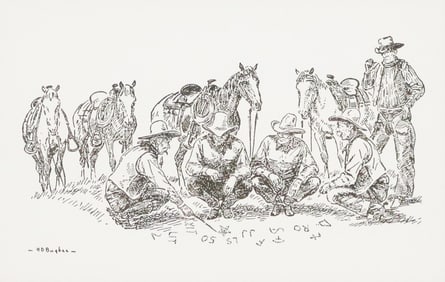 AFTER HAROLD DOW BUGBEE (1900-1963) PRINT, COWBOYS & BRANDS