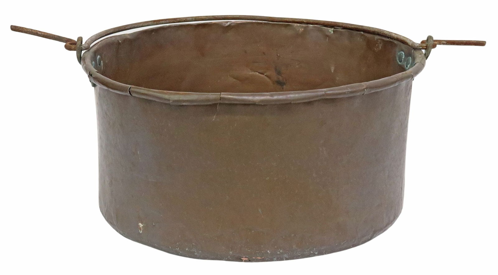 LARGE RUSTIC FRENCH COPPER & IRON HANDLE POT, 19TH C. (1 of 4)