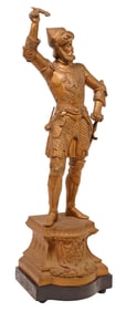 AFTER G. DORIOT CAST SPELTER SCULPTURE OF A SOLDIER, 25"H