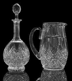 (2) BACCARAT 'COLBERT' CRYSTAL DECANTER & PITCHER