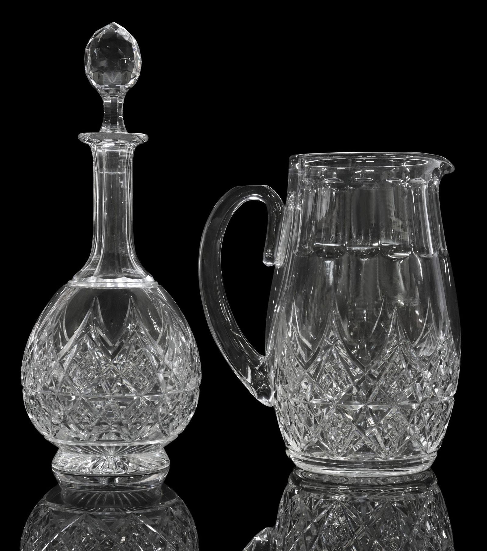 (2) BACCARAT 'COLBERT' CRYSTAL DECANTER & PITCHER