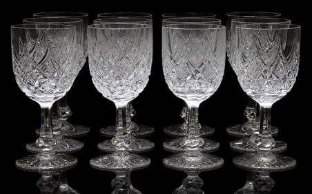 (12) BACCARAT 'COLBERT' CRYSTAL CLARET WINE GLASSES