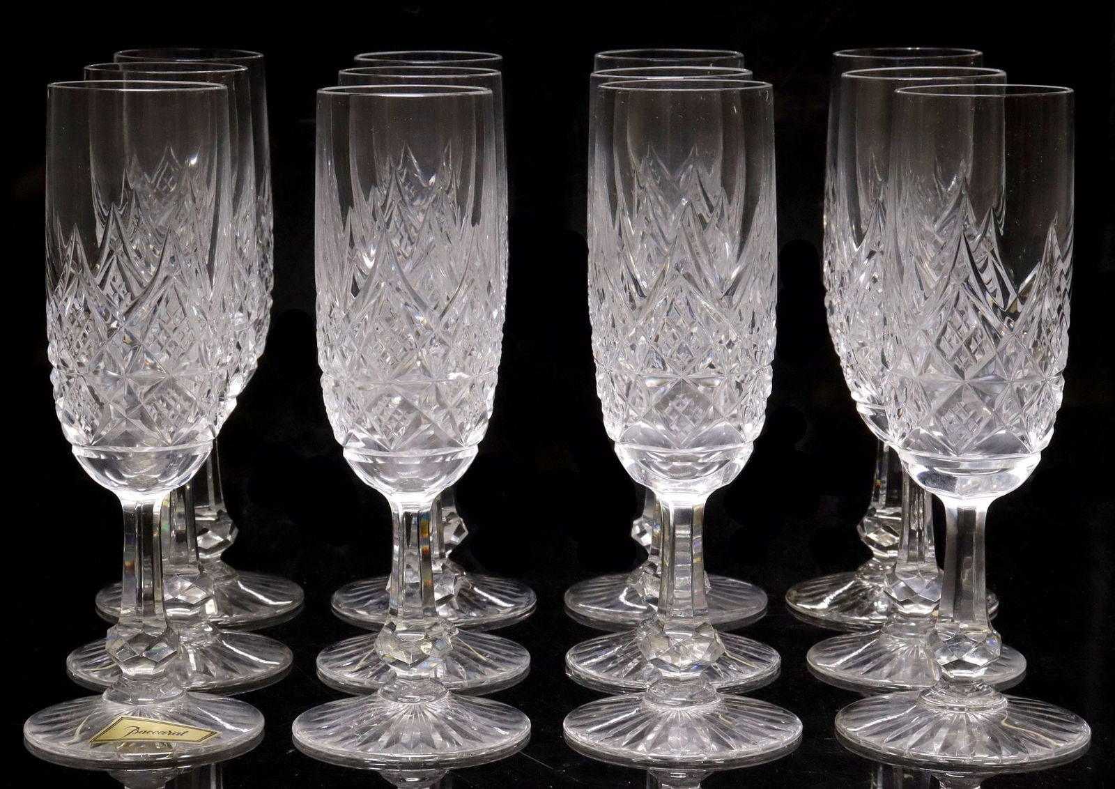(12) BACCARAT 'COLBERT' CRYSTAL CHAMPAGNE FLUTES (1 of 3)