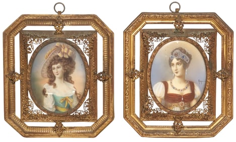 (2) FRAMED WATERCOLOR PORTRAIT MINIATURES