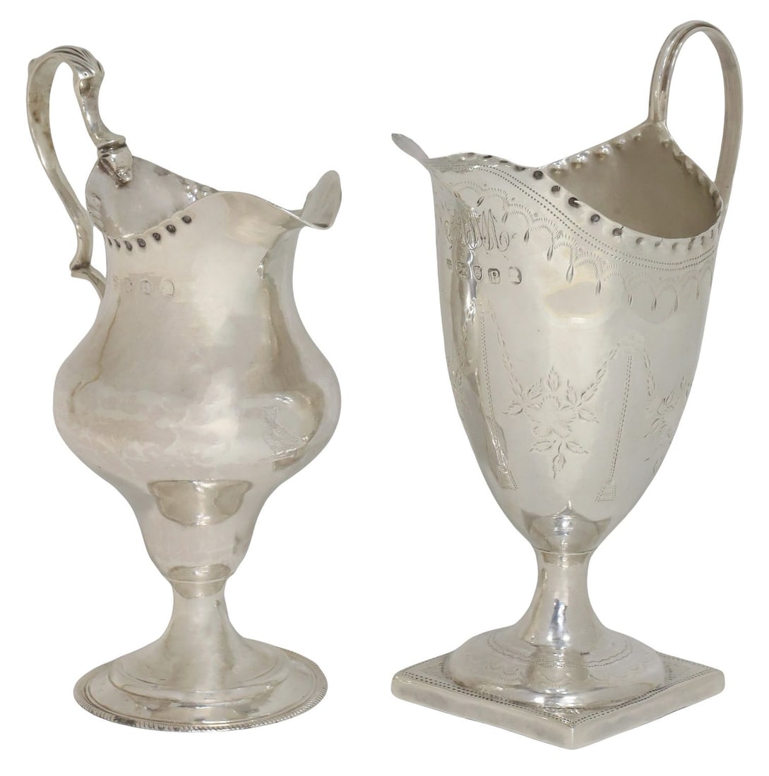 (2) ENGLISH GEORGE III STERLING SILVER CREAM JUGS (1 of 6)