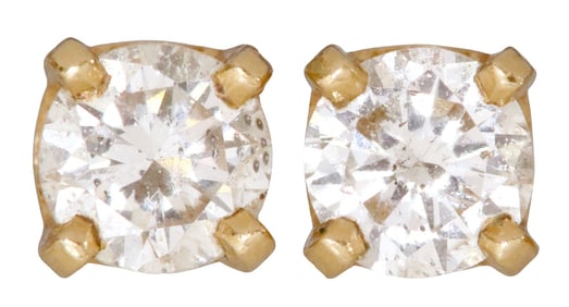 (PR) ESTATE 14KT YELLOW GOLD & 0.44CTTW DIAMOND STUD EARRINGS