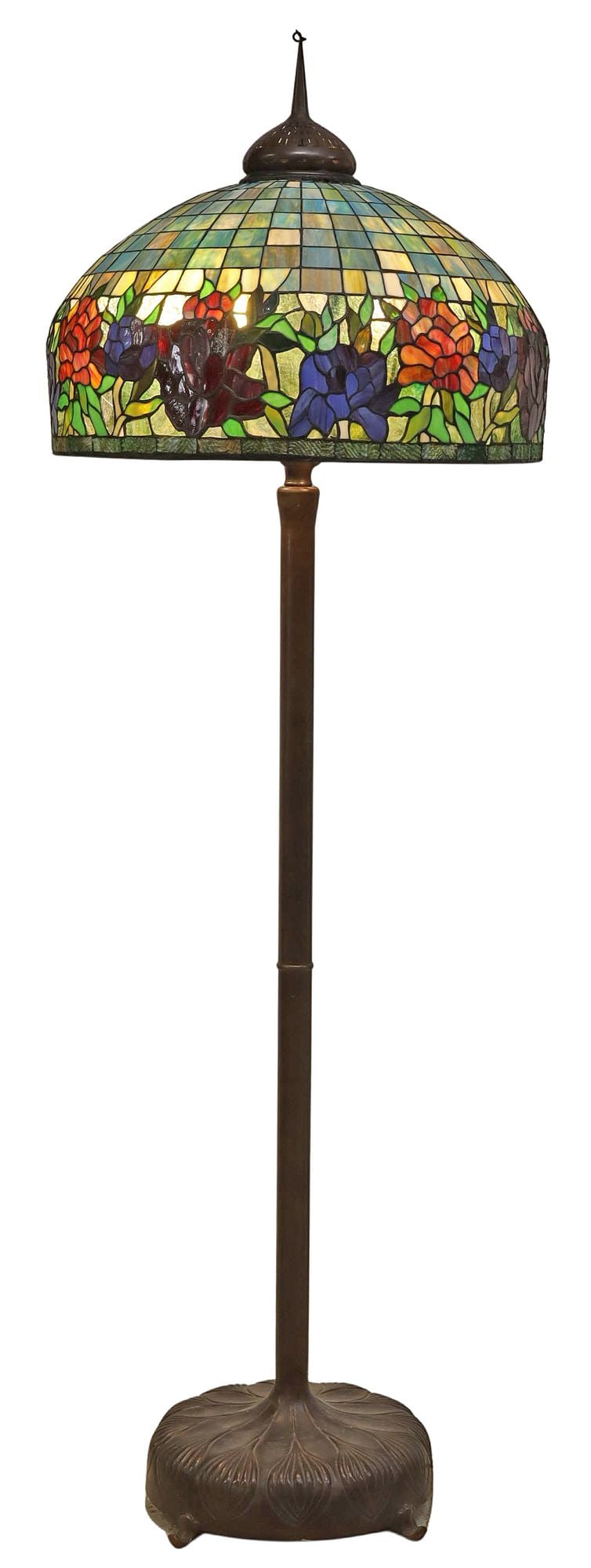 LARGE TIFFANY STYLE STAINED & LEADED GLASS 6-LIGHT FLOOR LAMP (1 of 4)