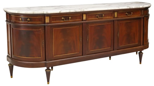 FRENCH LOUIS XVI STYLE MARBLE-TOP MAHOGANY SIDEBOARD