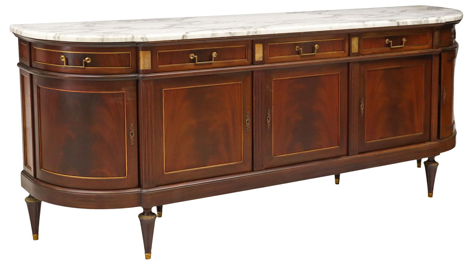 FRENCH LOUIS XVI STYLE MARBLE-TOP MAHOGANY SIDEBOARD (1 of 7)