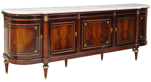 FRENCH LOUIS XVI STYLE MARBLE-TOP MAHOGANY SIDEBOARD