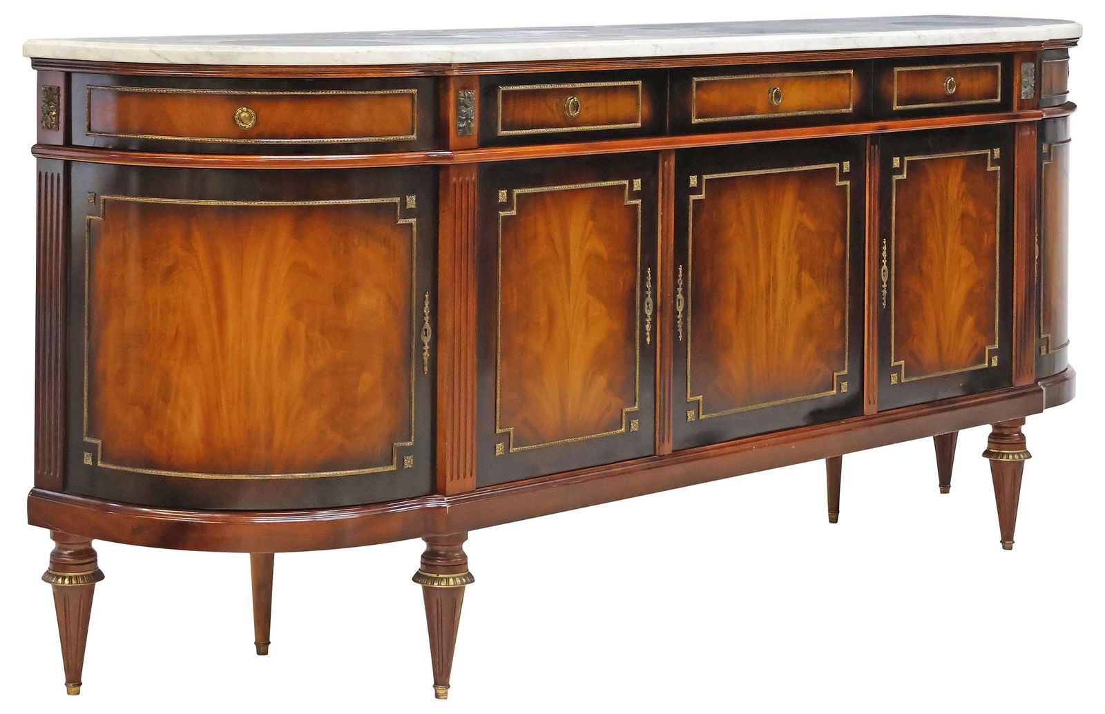 FRENCH LOUIS XVI STYLE MARBLE-TOP MAHOGANY SIDEBOARD (1 of 6)