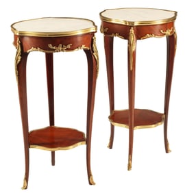 (2) LOUIS XV STYLE ORMOLU-MOUNTED MARBLE-TOP STANDS