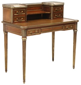 FRENCH LOUIS XVI STYLE MARBLE-TOP MAHOGANY WRITING DESK