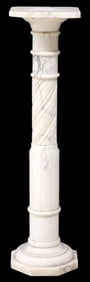 ITALIAN VARIEGATED WHITE MARBLE COLUMN / PEDESTAL STAND