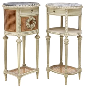 (2) FRENCH LOUIS XVI STYLE PAINTED BEDSIDE CABINETS