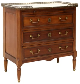 FRENCH LOUIS XVI STYLE MARBLE-TOP MAHOGANY COMMODE