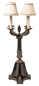 MAITLAND-SMITH BRONZE & TESSELLATED MARBLE 4-LT TABLE LAMP