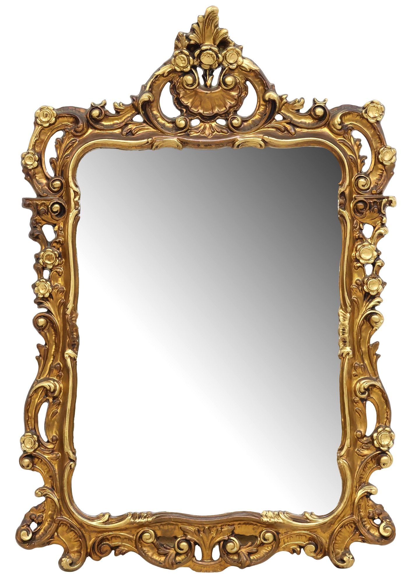 ITALIAN BAROQUE STYLE PARCEL GILT SCROLLED WALL MIRROR (1 of 3)