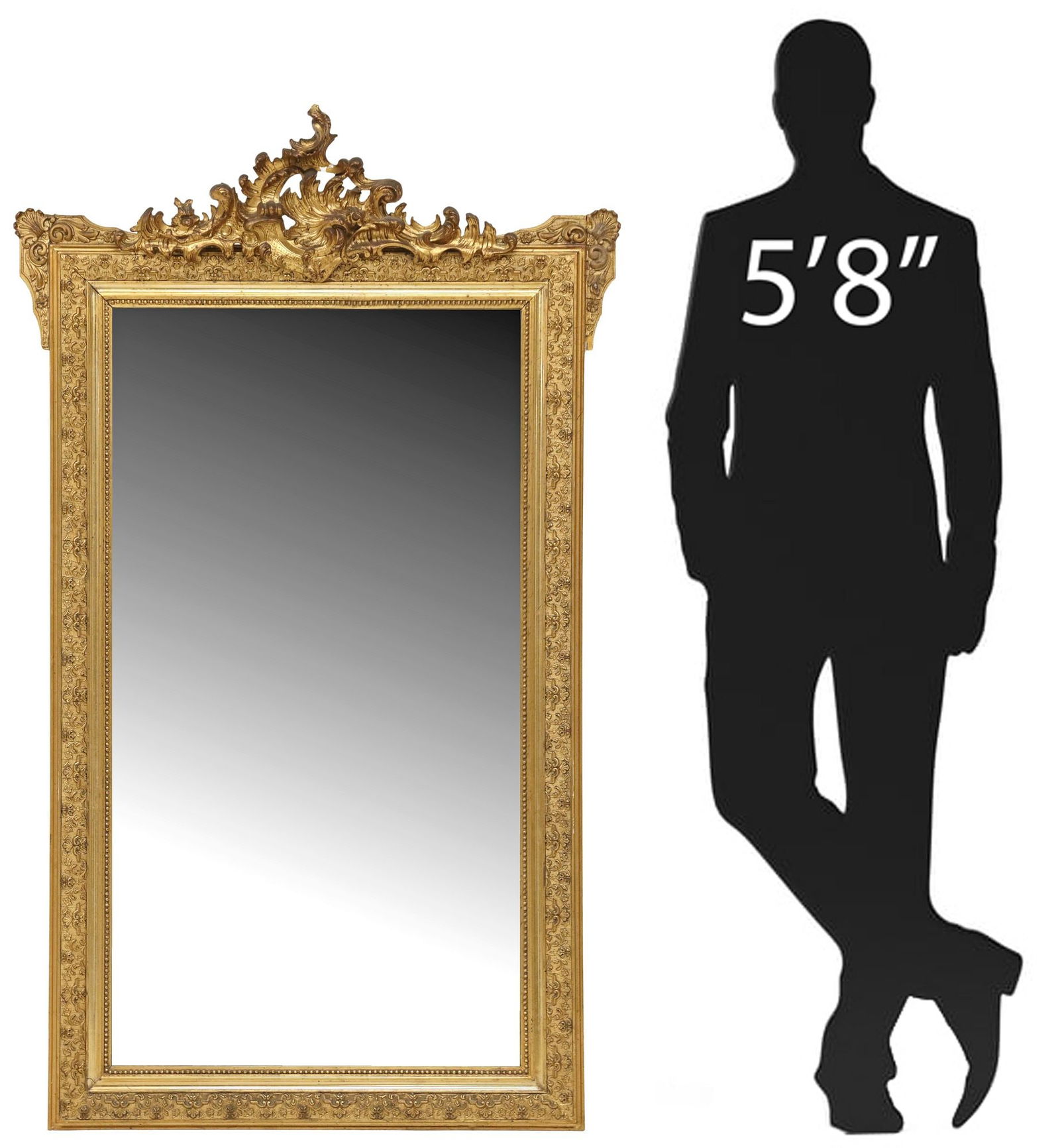 FRENCH LOUIS XVI STYLE GILTWOOD WALL MIRROR, 62"H (1 of 4)