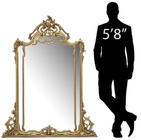 LARGE LOUIS XV STYLE GILT PAINTED MIRROR, 63.5" X 50"