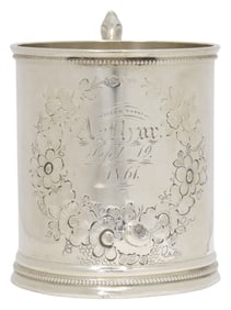 AMERICAN COIN SILVER CHRISTENING CUP OR MUG