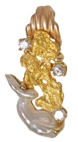 ESTATE 14KT GOLD ENHANCER PENDANT WITH HIGH CARAT GOLD NUGGET