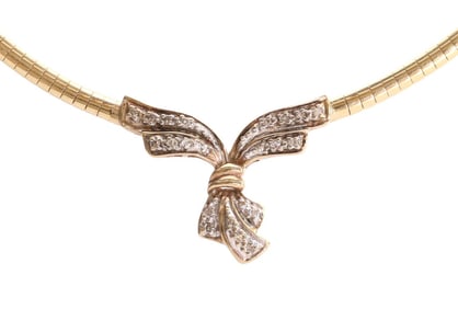 ESTATE OROAMERICA 14KT YELLOW GOLD & DIAMOND SNAKE CHAIN NECKLACE