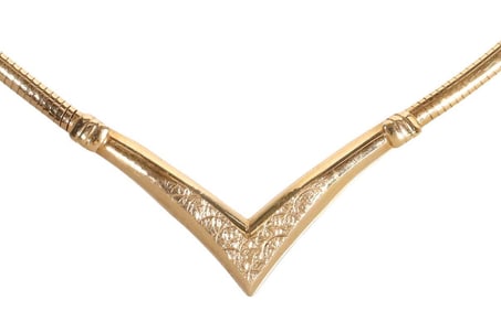 ESTATE H.W. BURDICK 14KT YELLOW GOLD POINTED SNAKE CHAIN NECKLACE