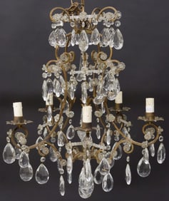 ITALIAN GILT-METAL & CRYSTAL 5-LIGHT CHANDELIER