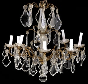 FRENCH GILT-METAL & CRYSTAL 8-LIGHT CHANDELIER