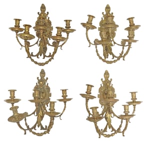 (4) FRENCH LOUIS XIV STYLE BRONZE CANDLE SCONCES