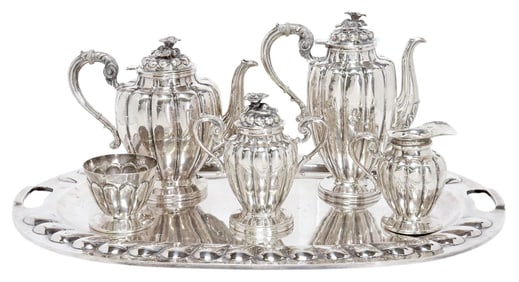 (6) CASA PRIETO MEXICO .950 SILVER TEA & COFFEE SERVICE