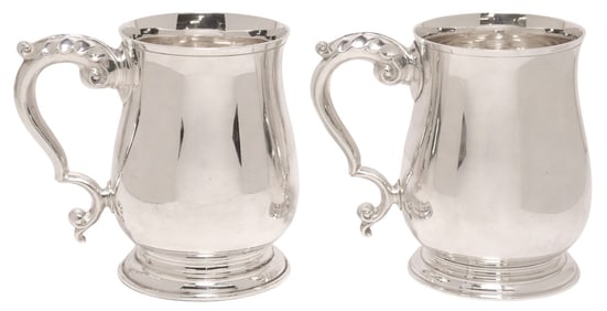(2) JB CHATTERLEY & SONS LTD STERLING SILVER CHRISTENING MUGS