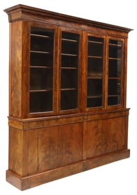 FRENCH LOUIS PHILIPPE PERIOD FIGURED MAHOGANY BOOKCASE