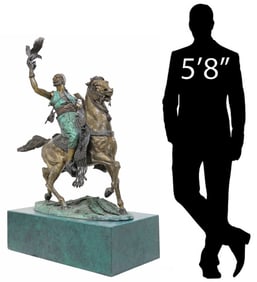 AFTER PIERRE JULES MENE BRONZE, 'ARAB FALCONER ON HORSEBACK', 61.75"H