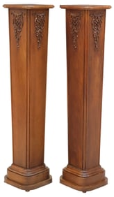 (2) FRENCH NEOCLASSICAL CARVED WALNUT DISPLAY PEDESTALS