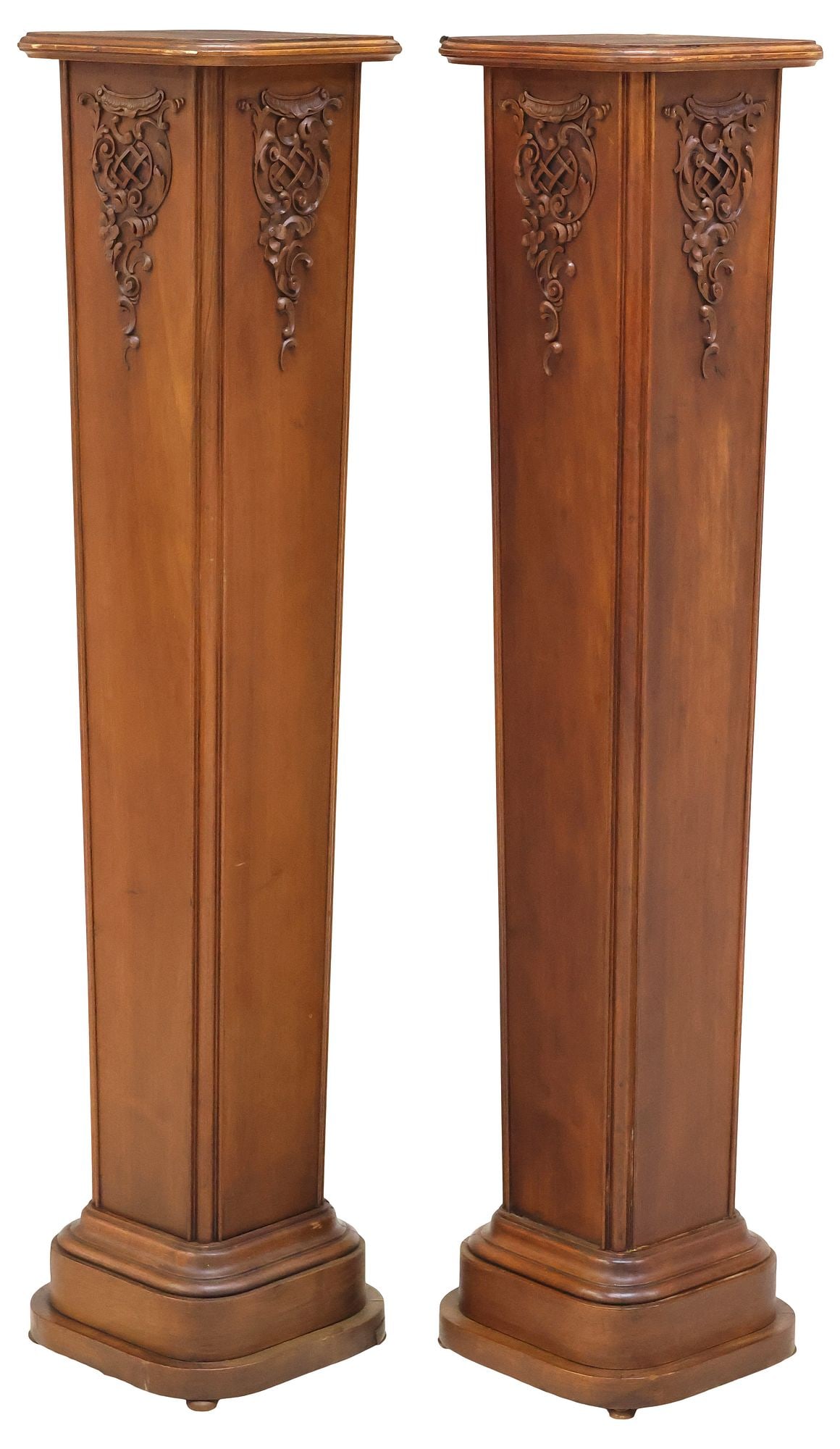 (2) FRENCH NEOCLASSICAL CARVED WALNUT DISPLAY PEDESTALS (1 of 4)