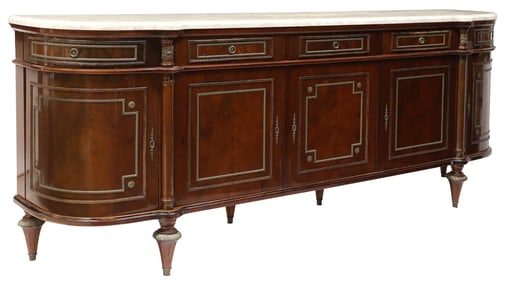 FRENCH LOUIS XVI STYLE MARBLE-TOP MAHOGANY SIDEBOARD