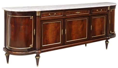 FRENCH LOUIS XVI STYLE MARBLE-TOP MAHOGANY SIDEBOARD