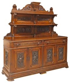 ITALIAN RENAISSANCE REVIVAL CARVED WALNUT SIDEBOARD
