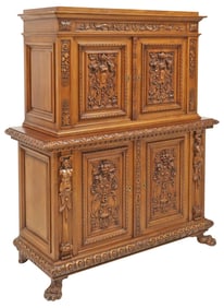 ITALIAN RENAISSANCE REVIVAL CARVED WALNUT SIDEBOARD