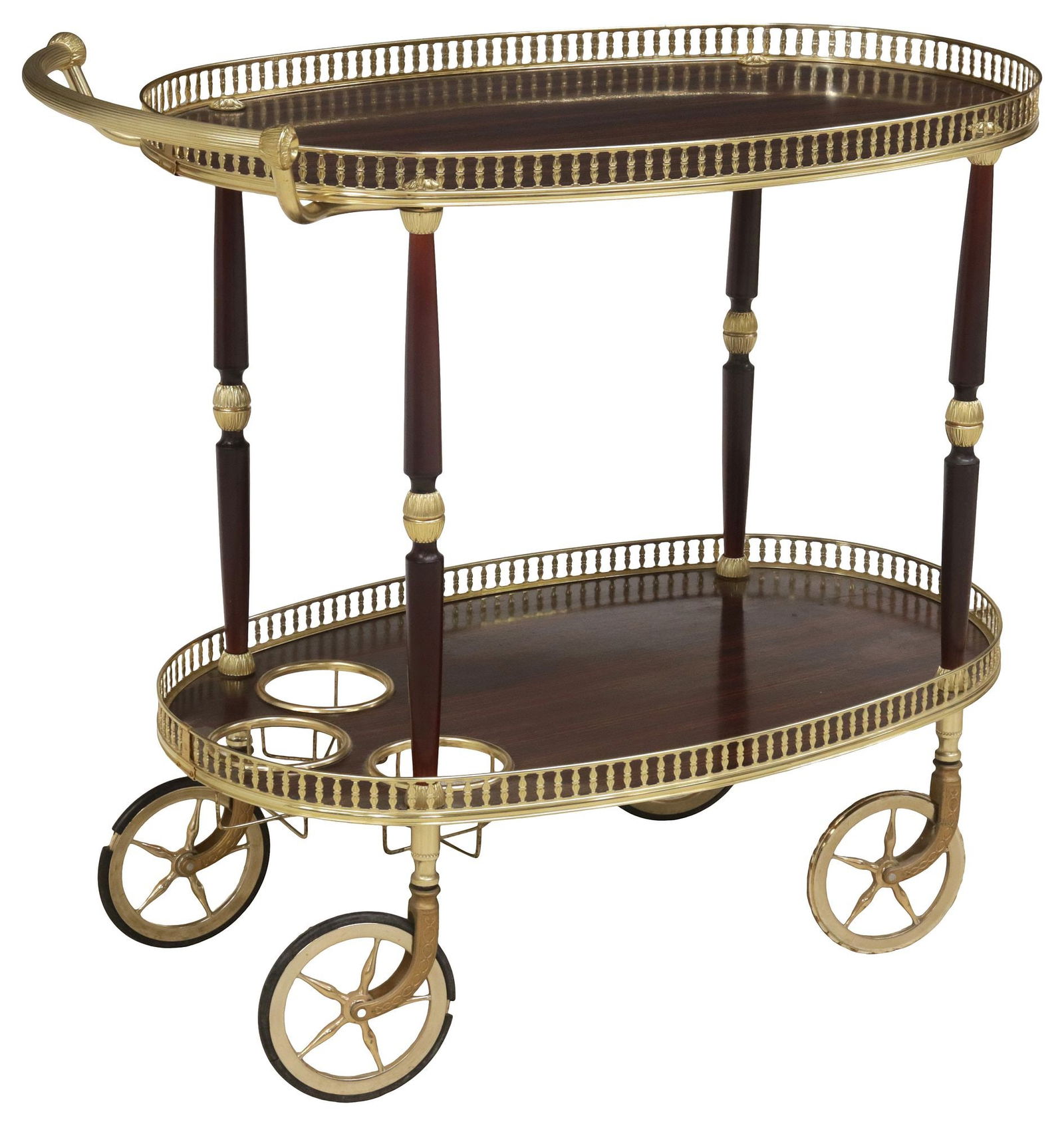 FRENCH ROSEWOOD & GILT-METAL SERVICE BAR CART (1 of 4)