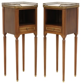 (2) FRENCH LOUIS XVI STYLE MARBLE-TOP SIDE TABLES